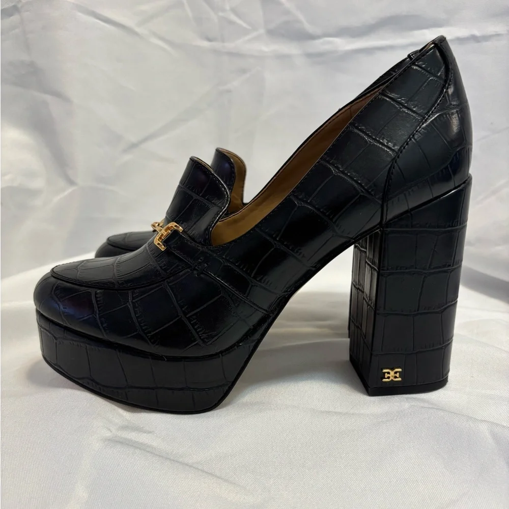 Sam Edelman Black Aretha Platform Loafer Pumps Boho Chic Women’s Size 7 - Picture 4 of 14